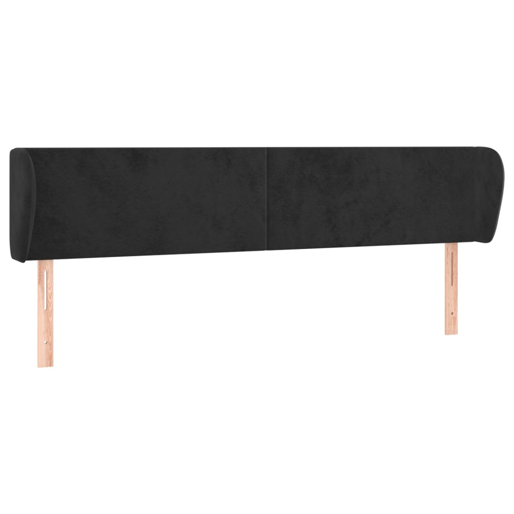 Uzglavlje s ušima crno 203x23x78/88 cm baršunasto