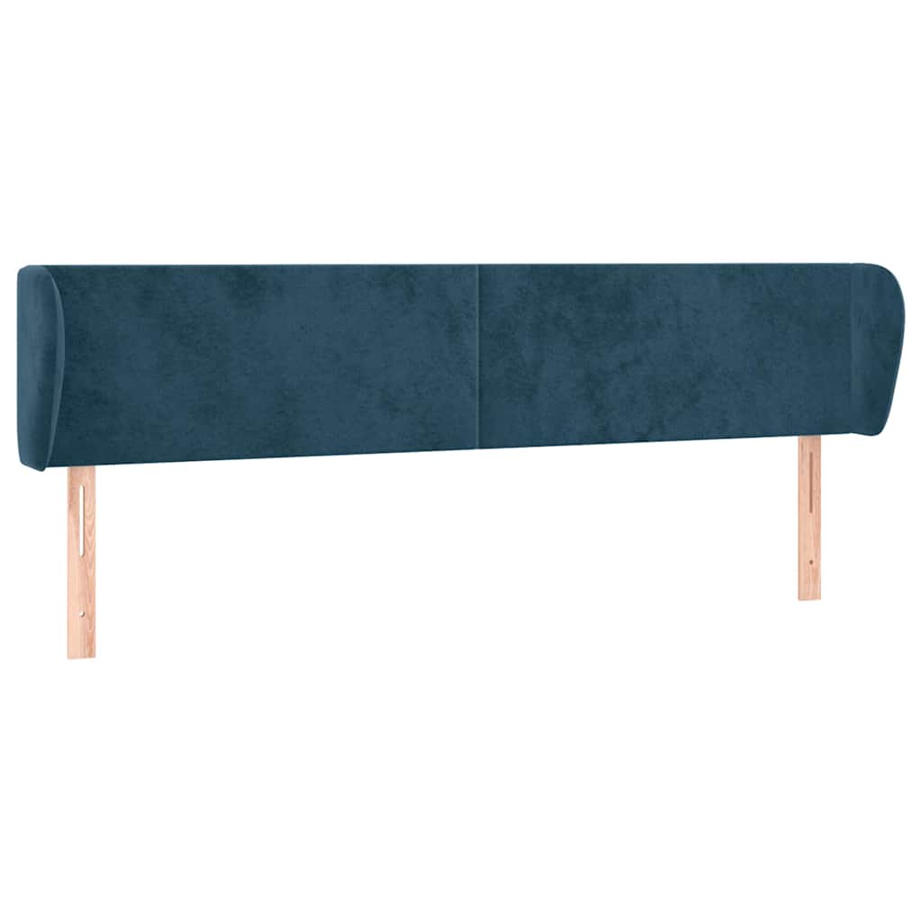 Uzglavlje s ušima tamnoplavo 203x23x78/88 cm baršunasto
