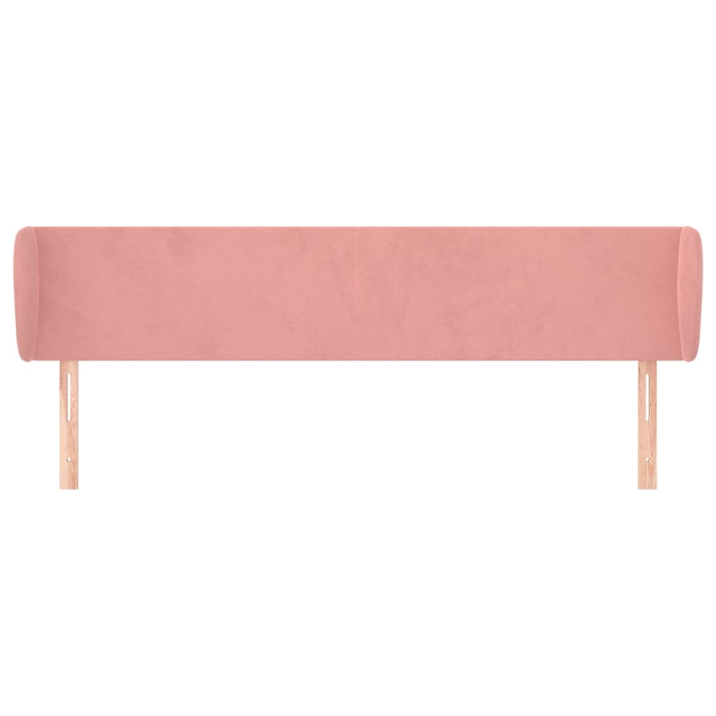 Uzglavlje s ušima ružičasto 203x23x78/88 cm baršunasto