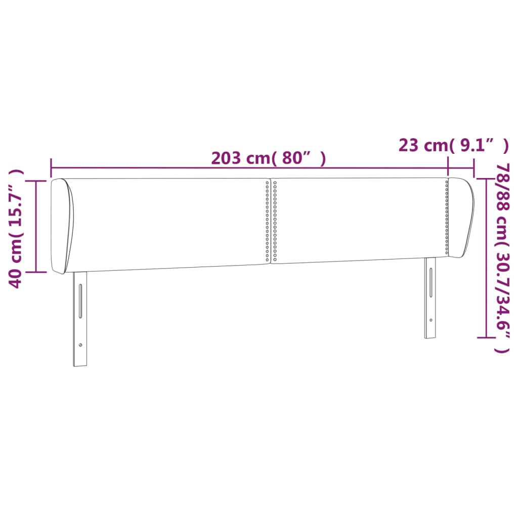 Uzglavlje s ušima plavo 203x23x78/88 cm od tkanine