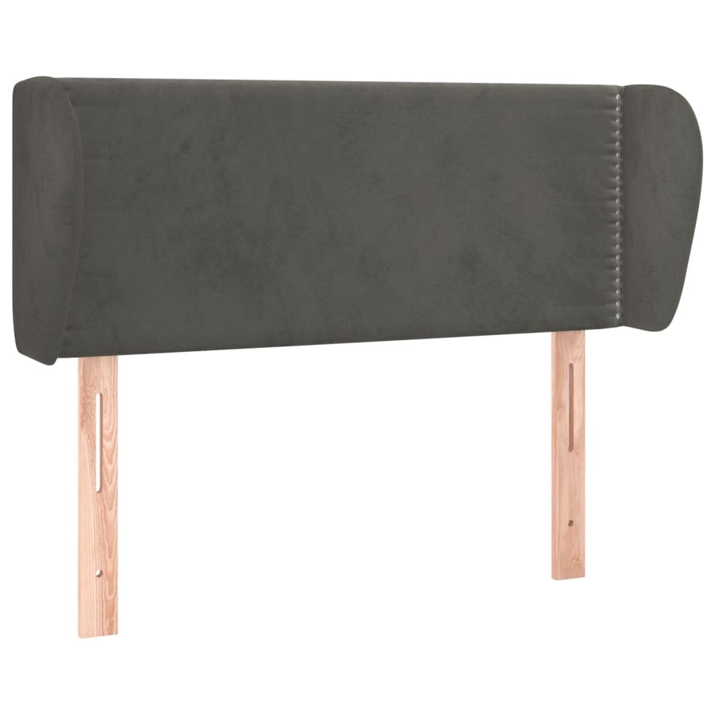 Uzglavlje s ušima tamnosivo 93x23x78/88 cm baršunasto