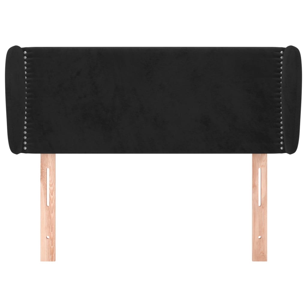 Uzglavlje s ušima crno 103x23x78/88 cm baršunasto