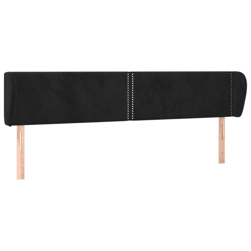 Uzglavlje s ušima crno 183x23x78/88 cm baršunasto