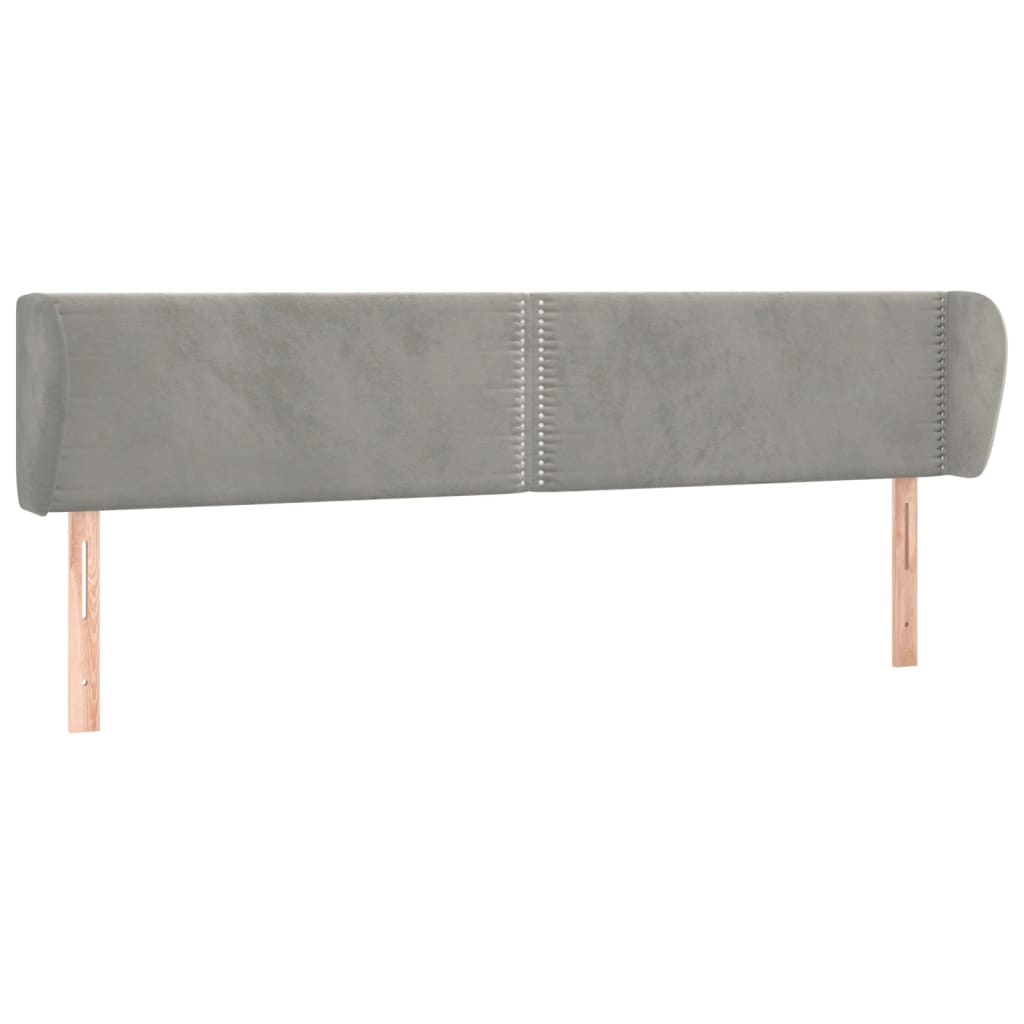 Uzglavlje s ušima svjetlosivo 203x23x78/88 cm baršunasto