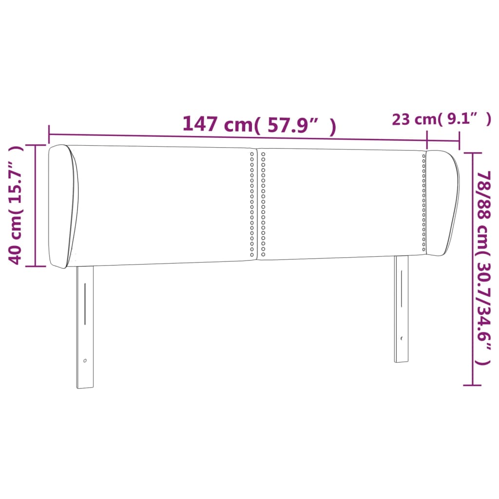 Uzglavlje s ušima crno 147x23x78/88 cm od umjetne kože