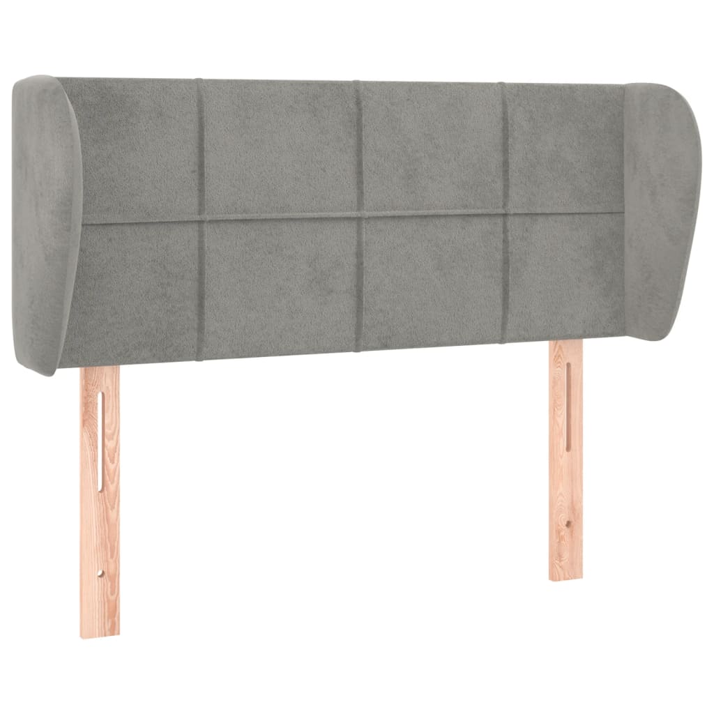 Uzglavlje s ušima svjetlosivo 93x23x78/88 cm baršunasto