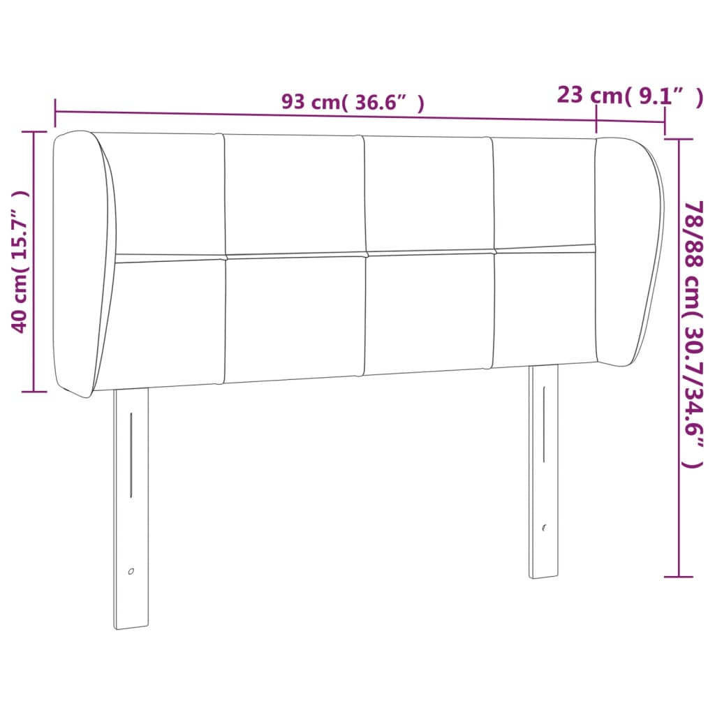 Uzglavlje s ušima svjetlosivo 93x23x78/88 cm baršunasto