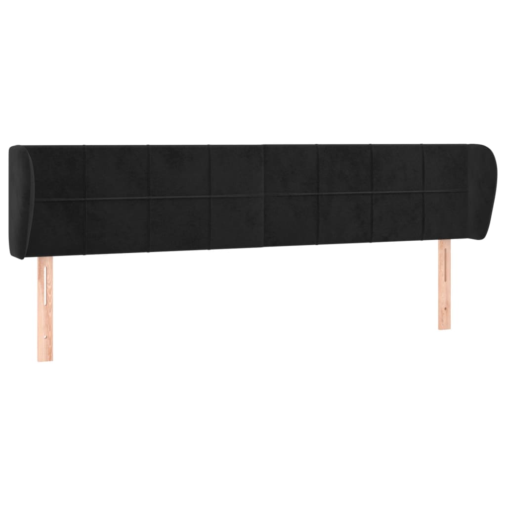 Uzglavlje s ušima crno 183x23x78/88 cm baršunasto