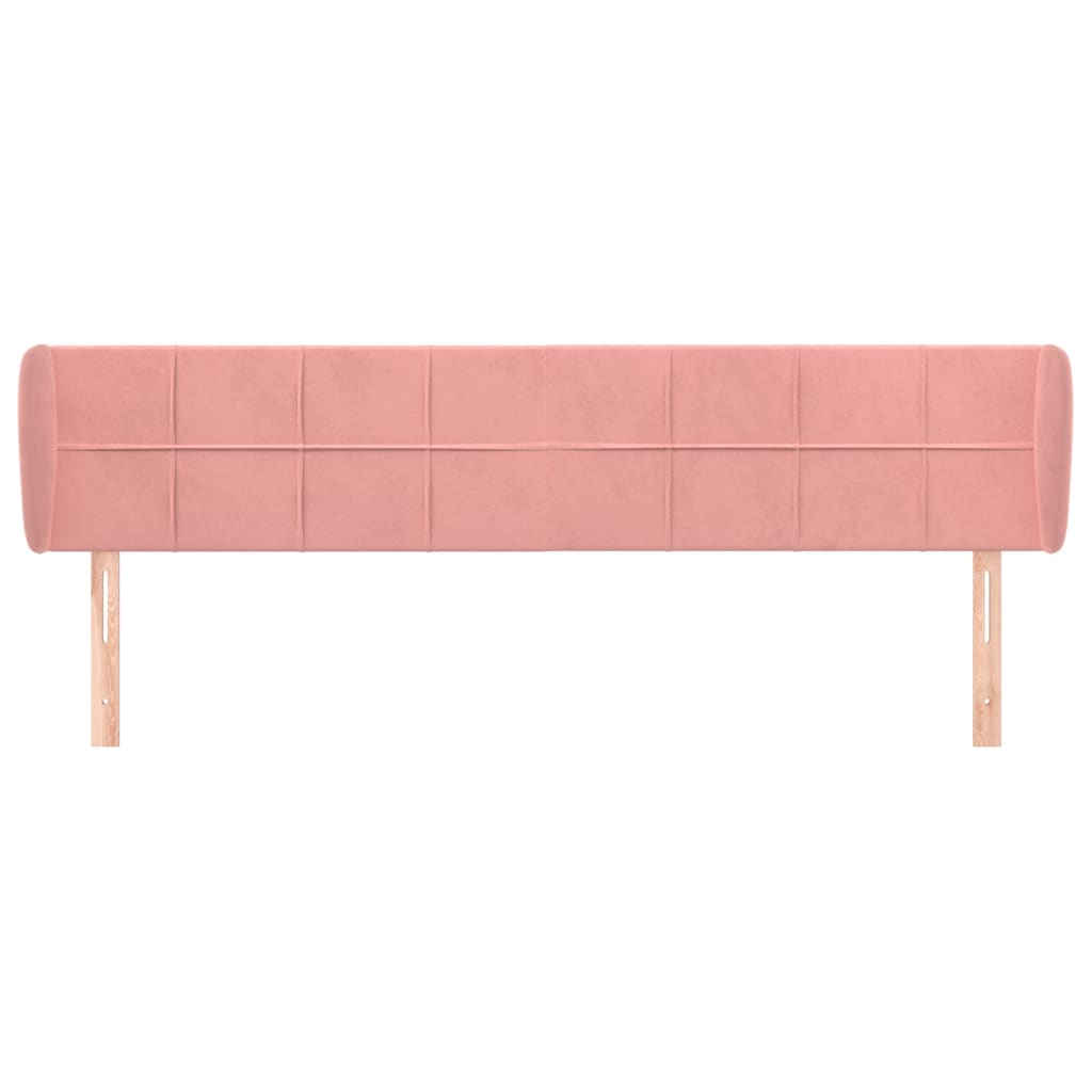 Uzglavlje s ušima ružičasto 203x23x78/88 cm baršunasto