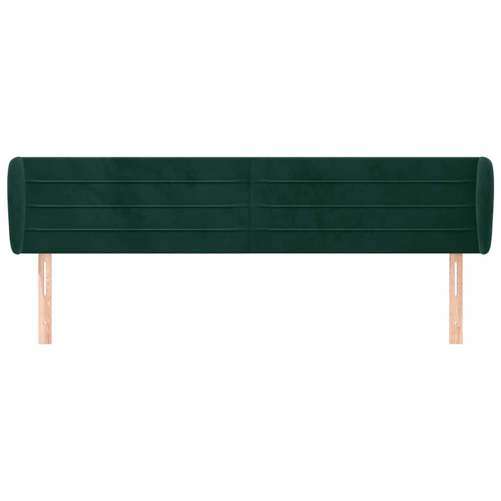 Uzglavlje s ušima tamnozeleno 203x23x78/88 cm baršunasto