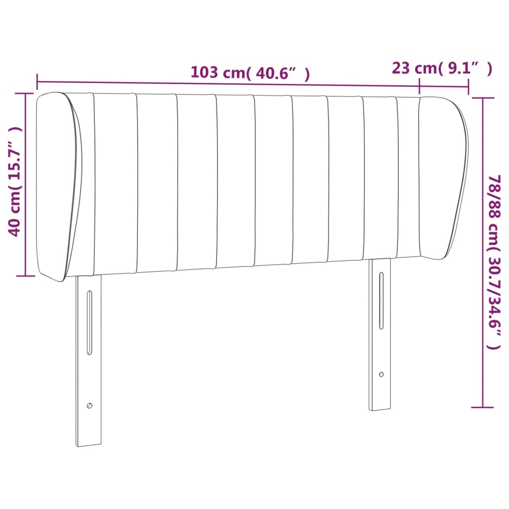Uzglavlje s ušima ružičasto 103x23x78/88 cm baršunasto