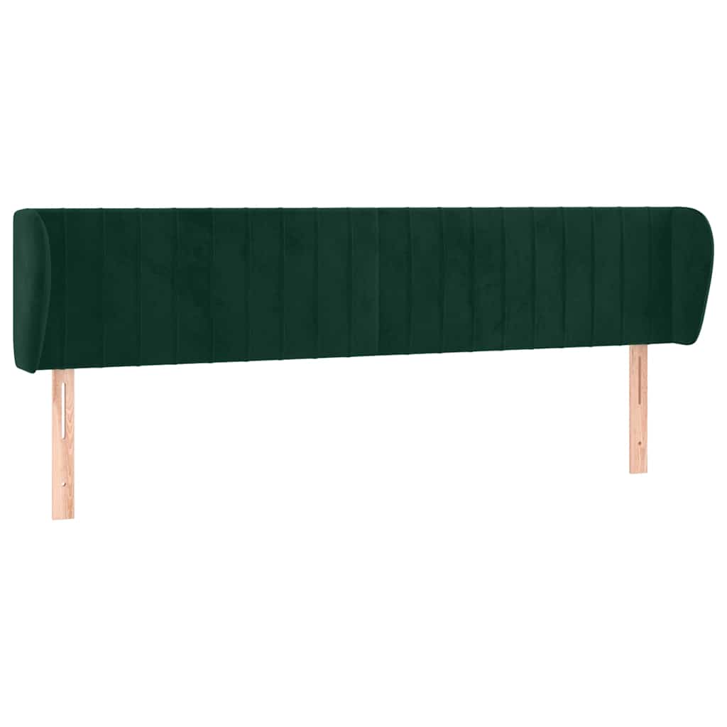 Uzglavlje s ušima tamnozeleno 203x23x78/88 cm baršunasto