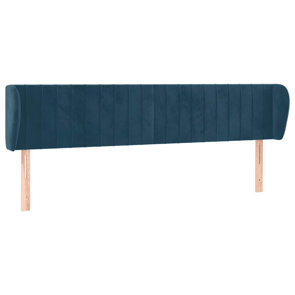 Uzglavlje s ušima tamnoplavo 203x23x78/88 cm baršunasto