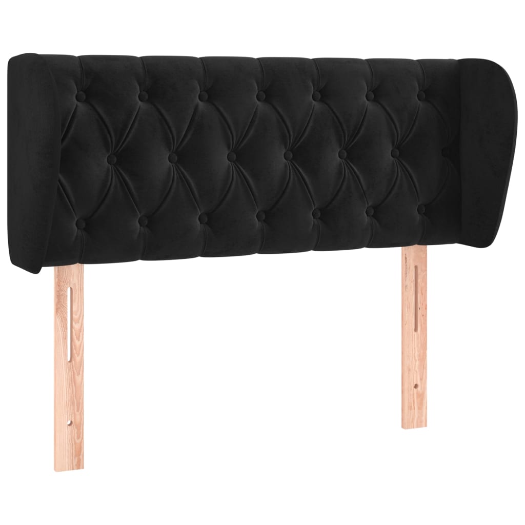 Uzglavlje s ušima crno 93x23x78/88 cm baršunasto