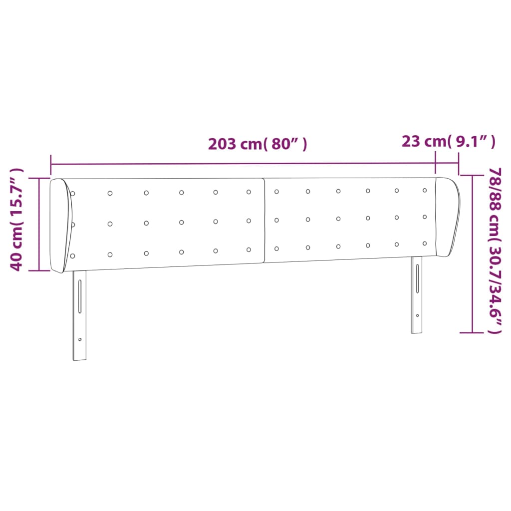 Uzglavlje s ušima krem 203x23x78/88 cm od tkanine