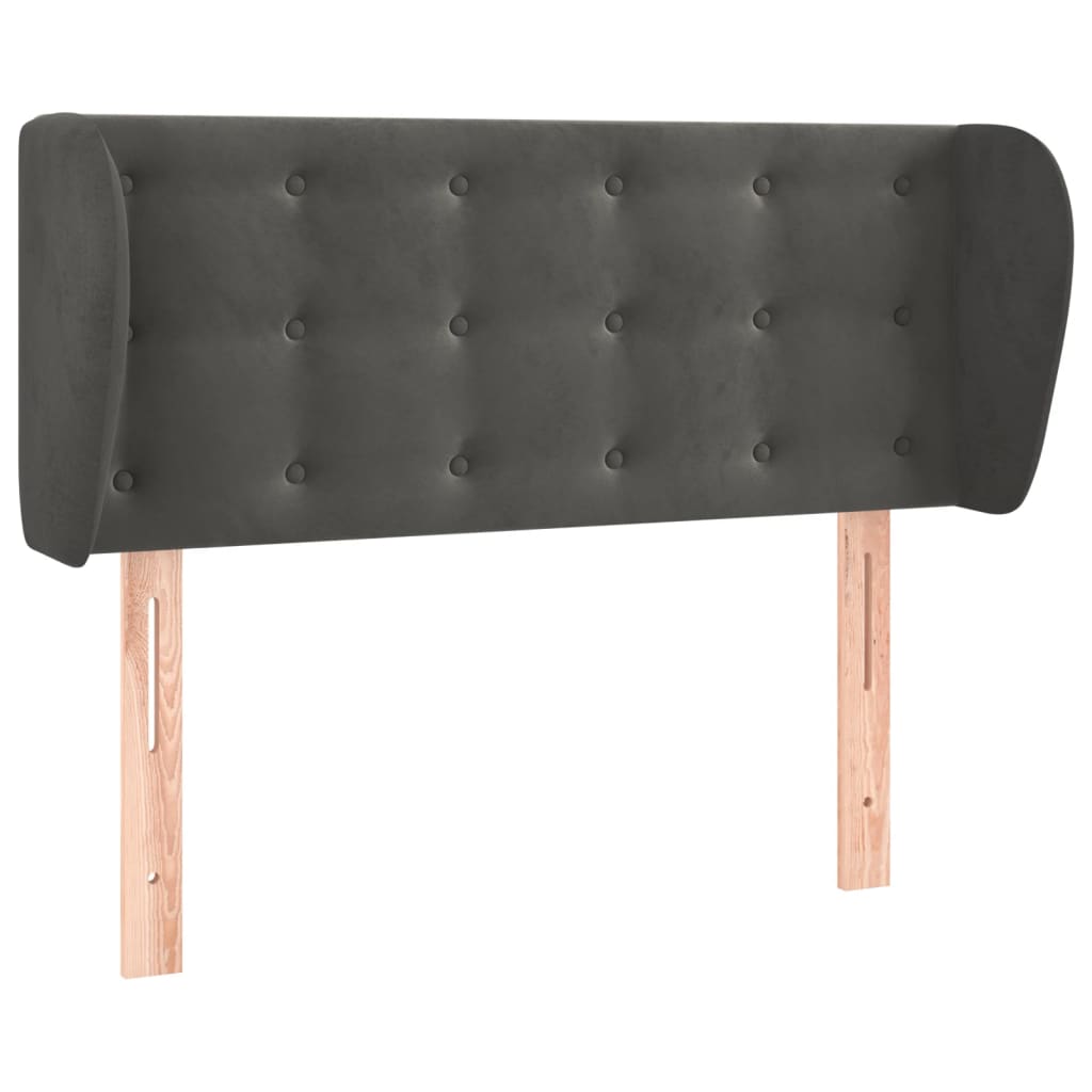 Uzglavlje s ušima tamnosivo 83x23x78/88 cm baršunasto