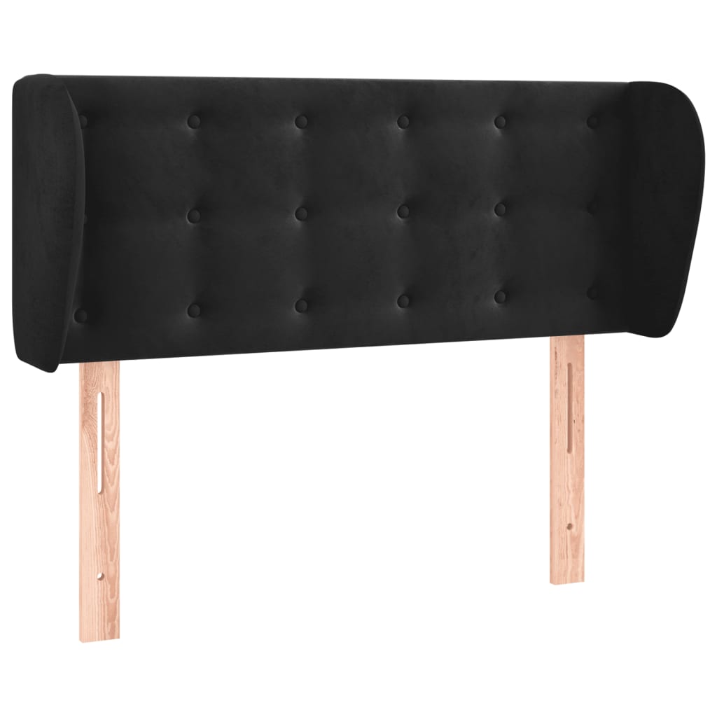 Uzglavlje s ušima crno 93x23x78/88 cm baršunasto