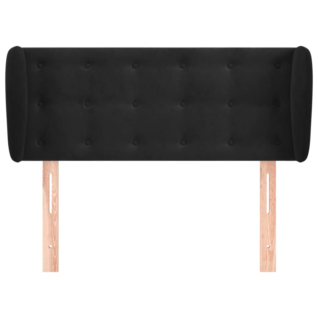 Uzglavlje s ušima crno 93x23x78/88 cm baršunasto