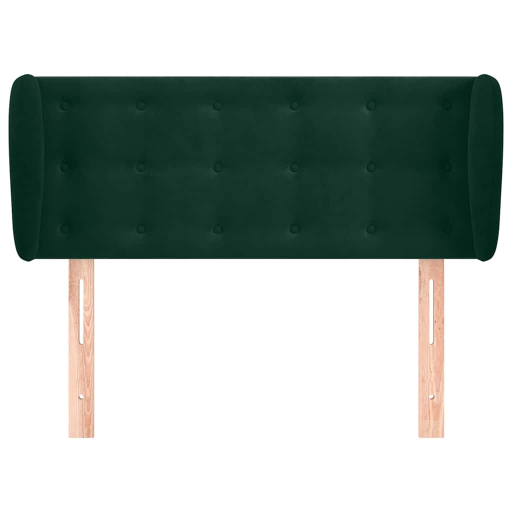 Uzglavlje s ušima tamnozeleno 93x23x78/88 cm baršunasto