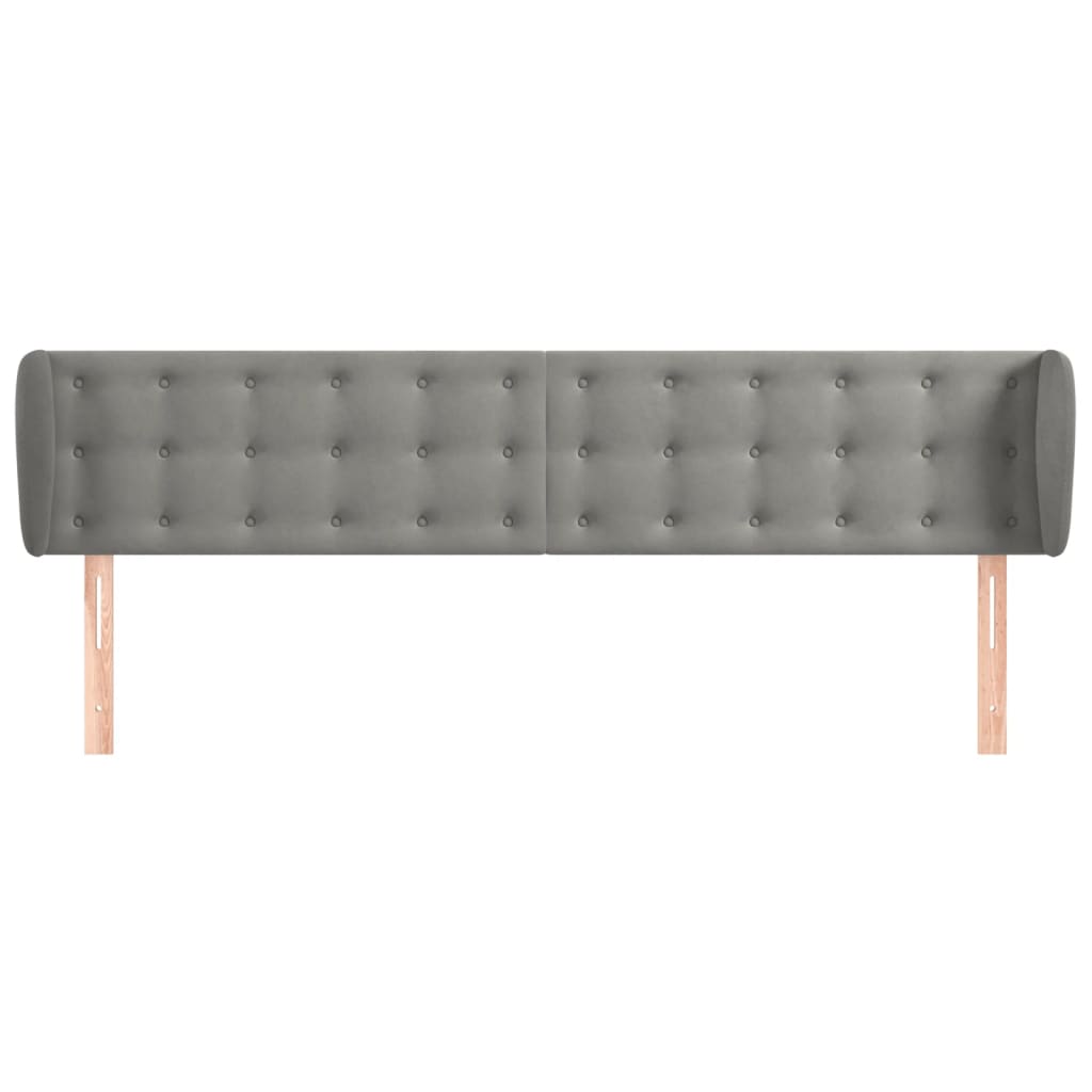 Uzglavlje s ušima svjetlosivo 203x23x78/88 cm baršunasto