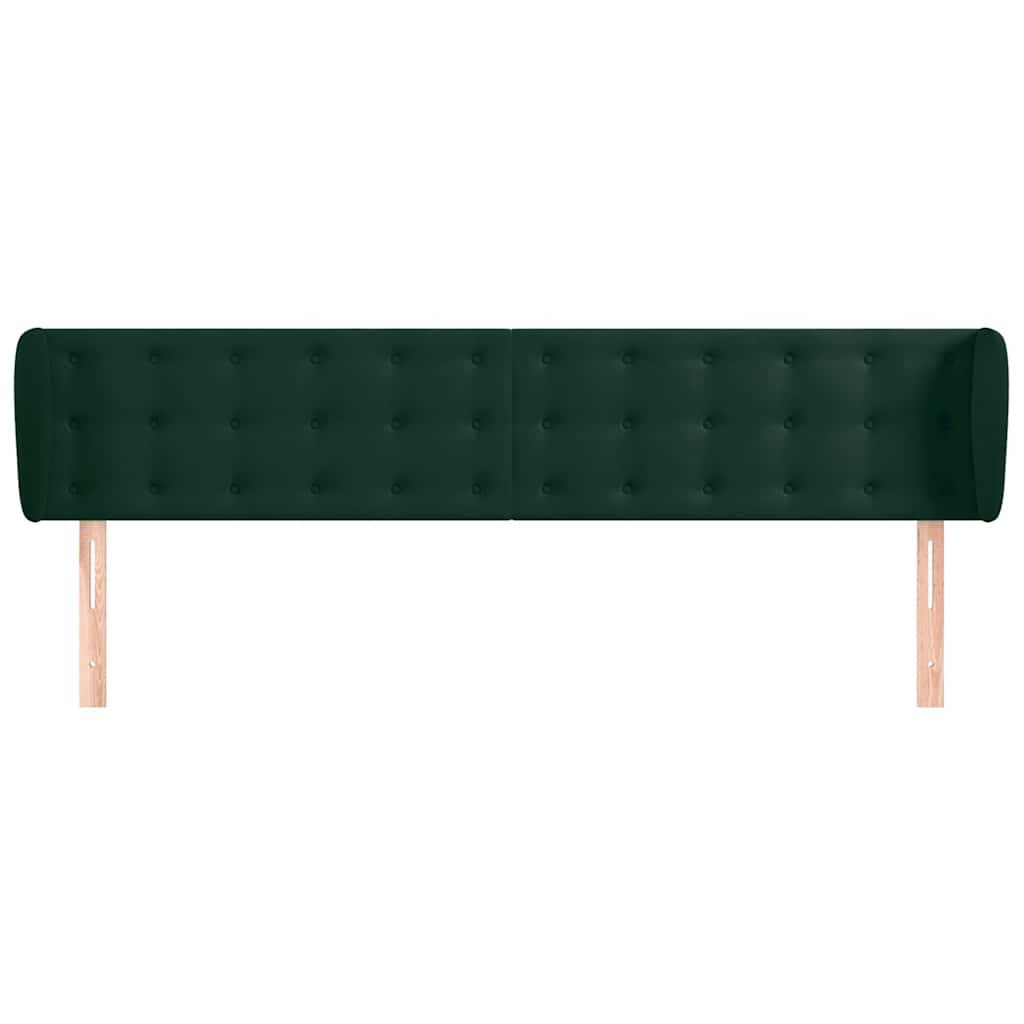 Uzglavlje s ušima tamnozeleno 203x23x78/88 cm baršunasto
