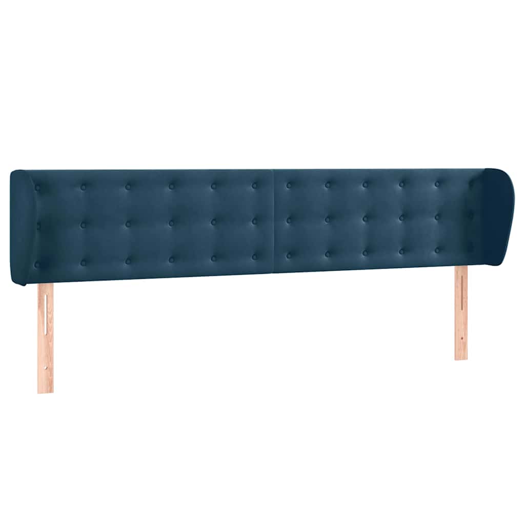Uzglavlje s ušima tamnoplavo 203x23x78/88 cm baršunasto