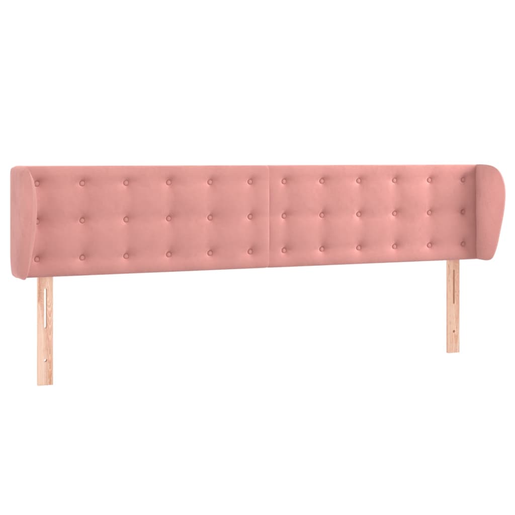 Uzglavlje s ušima ružičasto 203x23x78/88 cm baršunasto