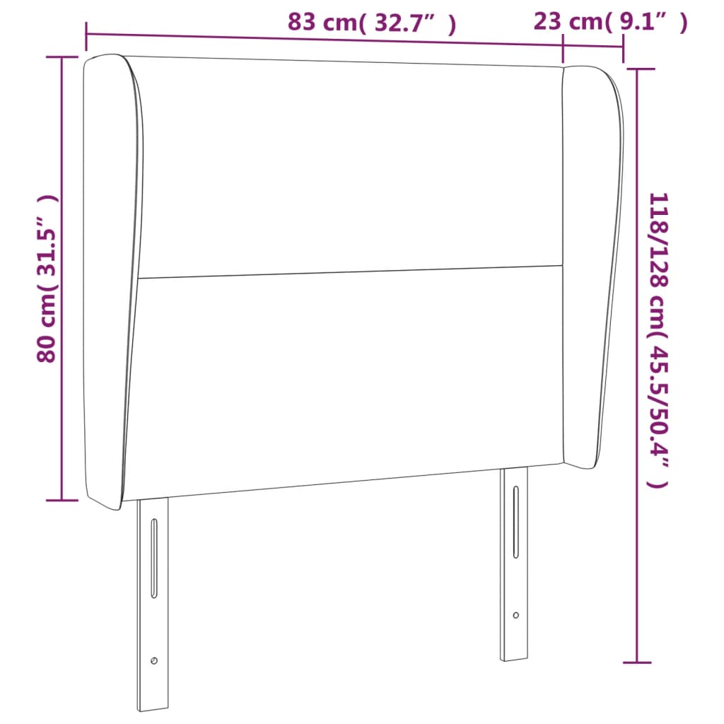 Uzglavlje s ušima tamnosmeđe 83 x 23 x 118/128 cm od tkanine