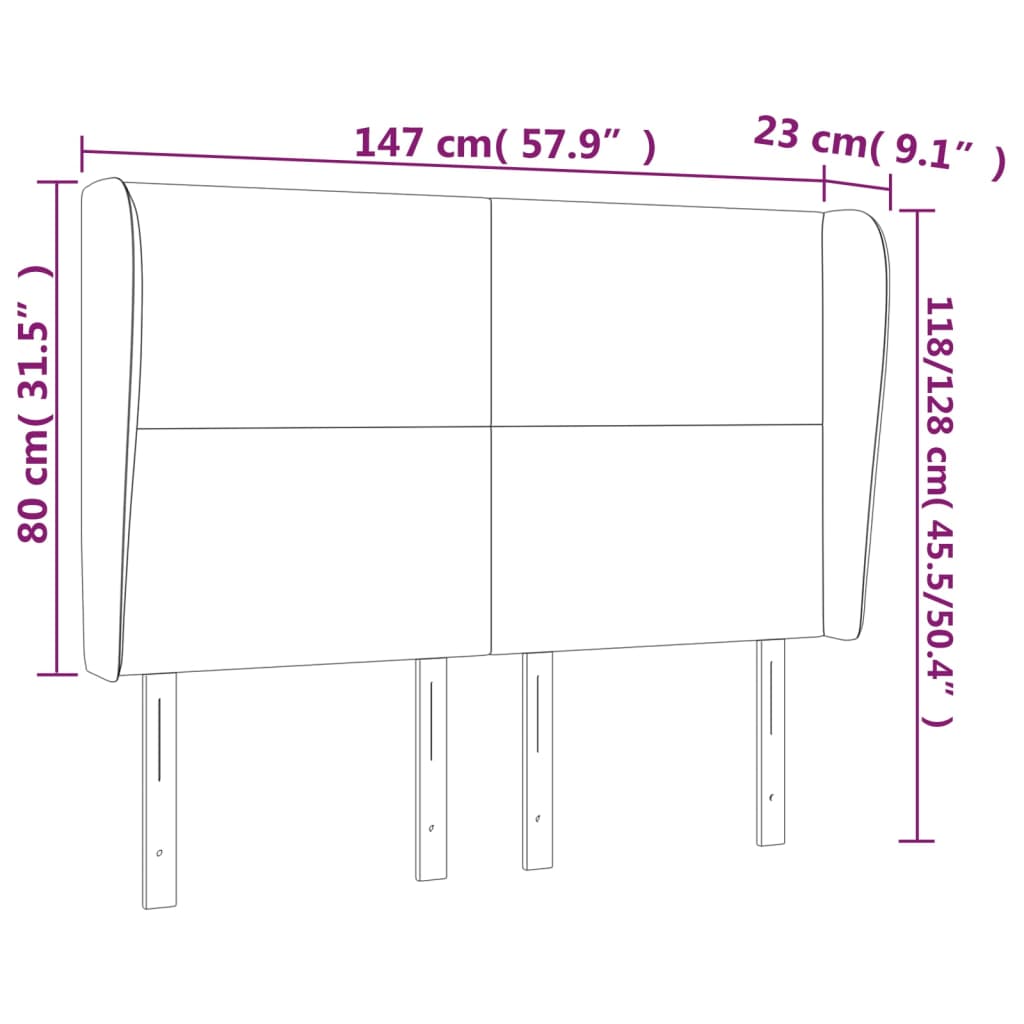 Uzglavlje s ušima krem 147x23x118/128 cm od tkanine