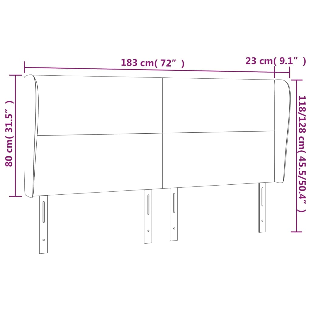 Uzglavlje s ušima krem 183x23x118/128 cm od tkanine