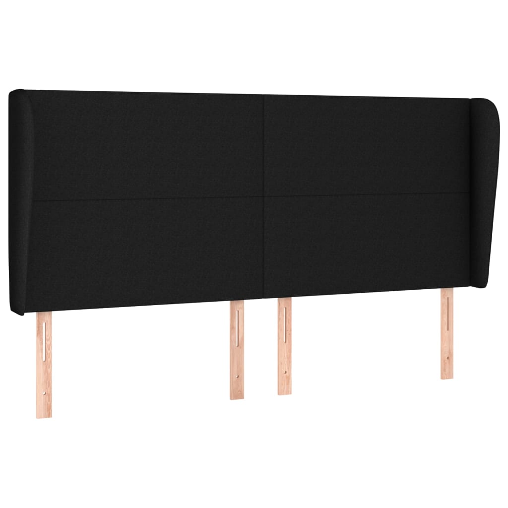 Uzglavlje s ušima crno 203x23x118/128 cm od tkanine