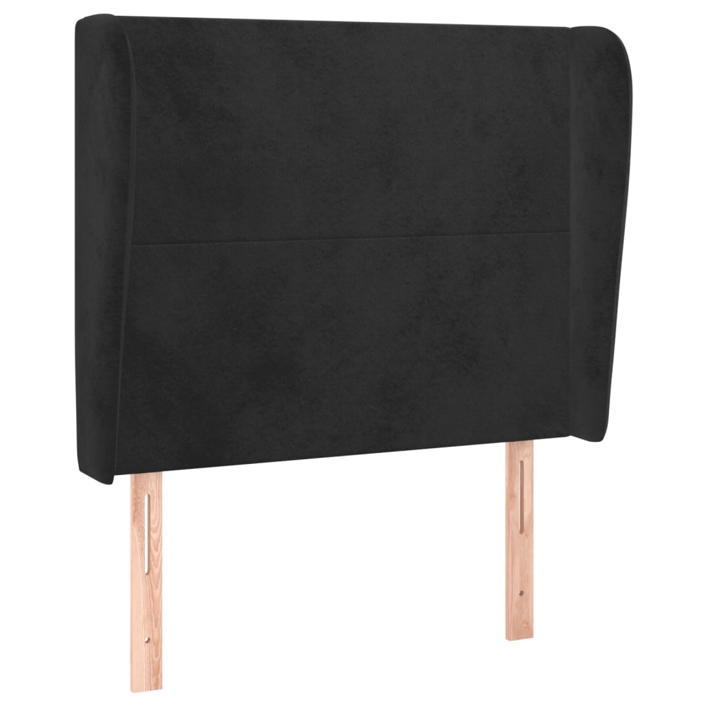 Uzglavlje s ušima crno 83 x 23 x 118/128 cm baršunasto