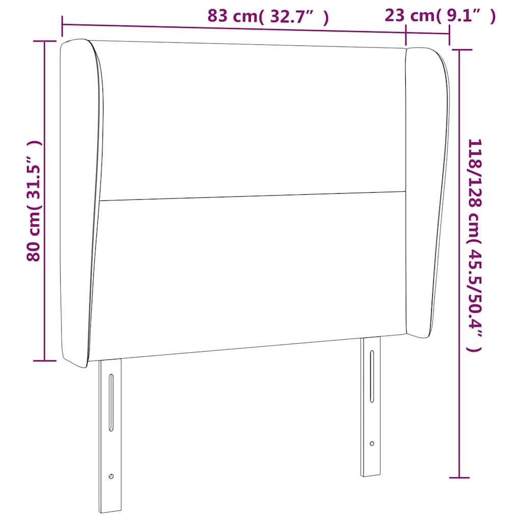 Uzglavlje s ušima tamnoplavo 83 x 23 x 118/128 cm baršunasto