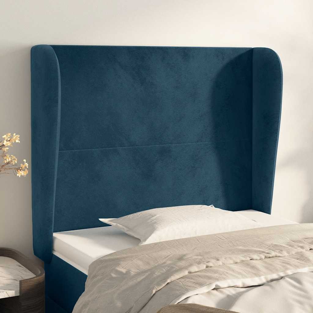 Uzglavlje s ušima tamnoplavo 83 x 23 x 118/128 cm baršunasto