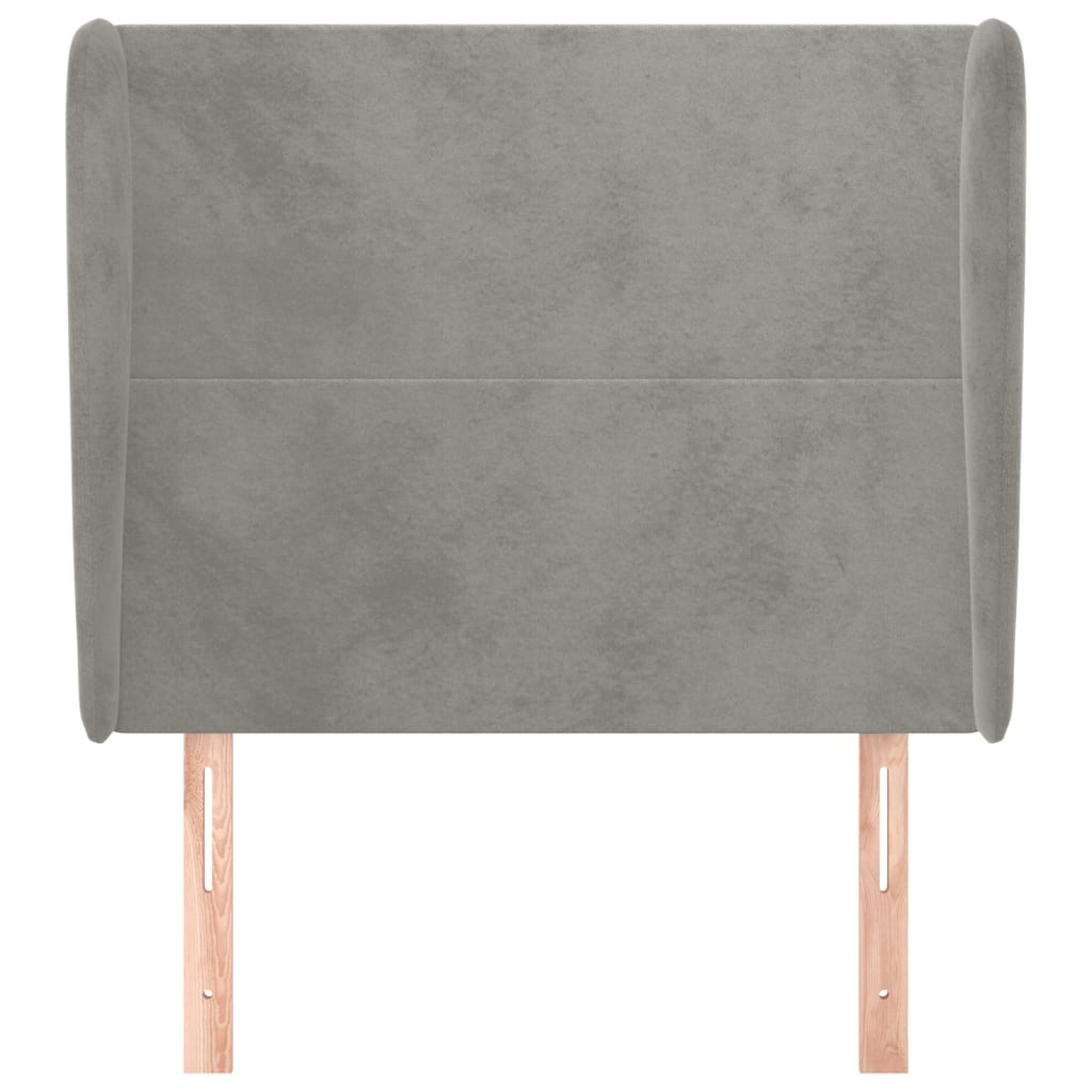 Uzglavlje s ušima svjetlosivo 103x23x118/128 cm baršunasto