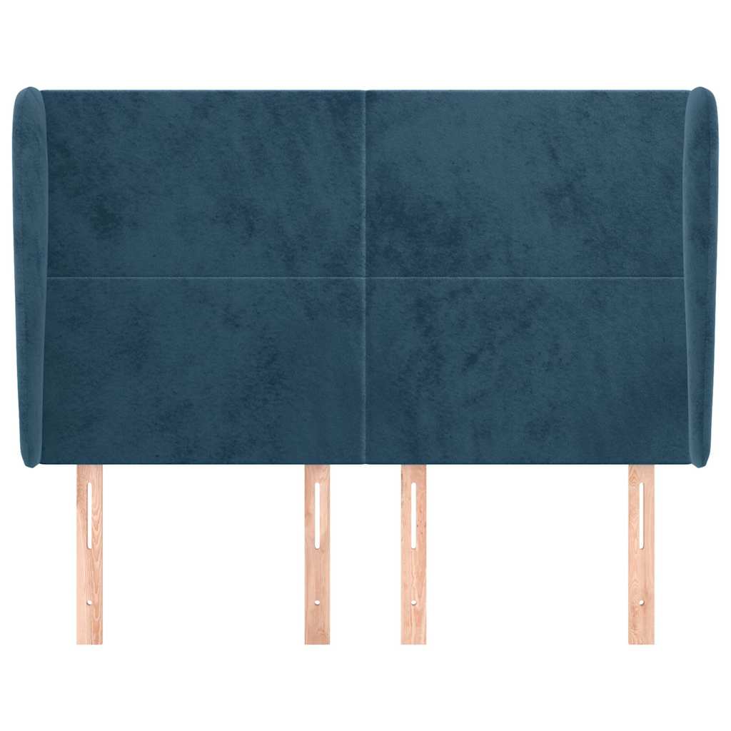 Uzglavlje s ušima tamnoplavo 147x23x118/128 cm baršunasto