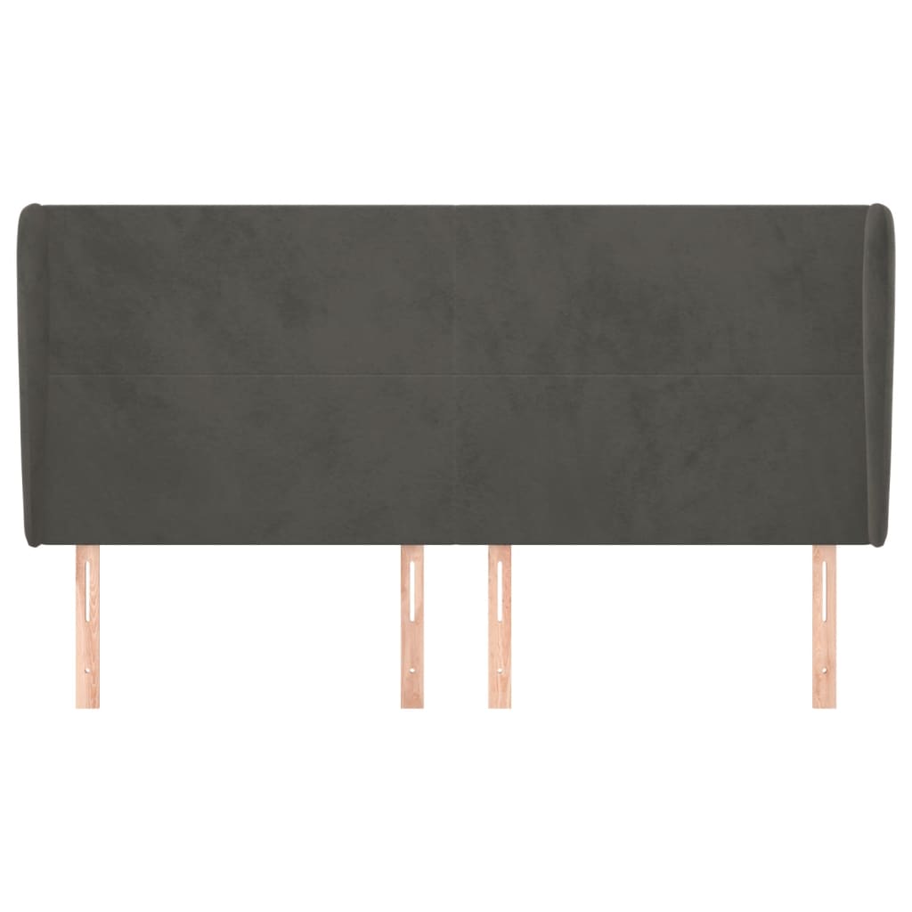 Uzglavlje s ušima tamnosivo 203x23x118/128 cm baršunasto