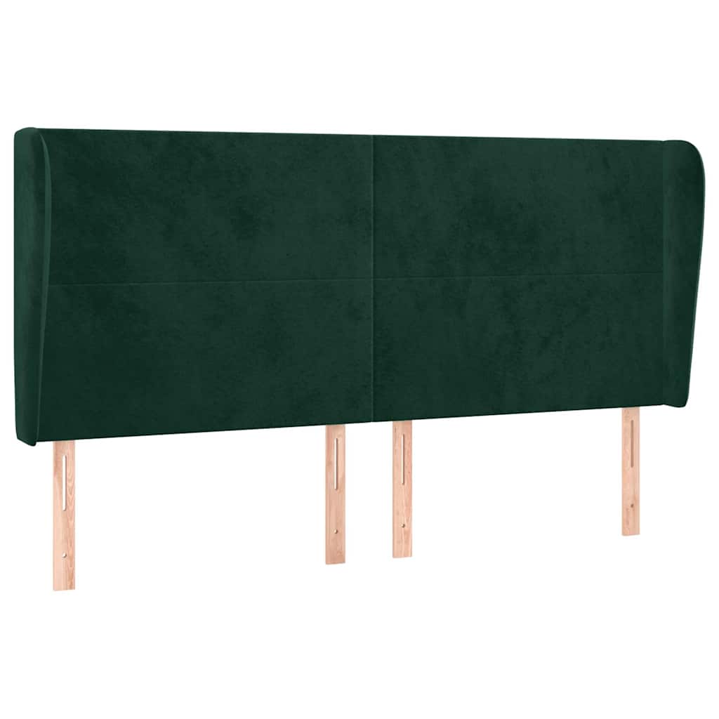 Uzglavlje s ušima tamnozeleno 203x23x118/128 cm baršunasto