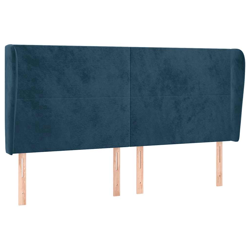 Uzglavlje s ušima tamnoplavo 203x23x118/128 cm baršunasto