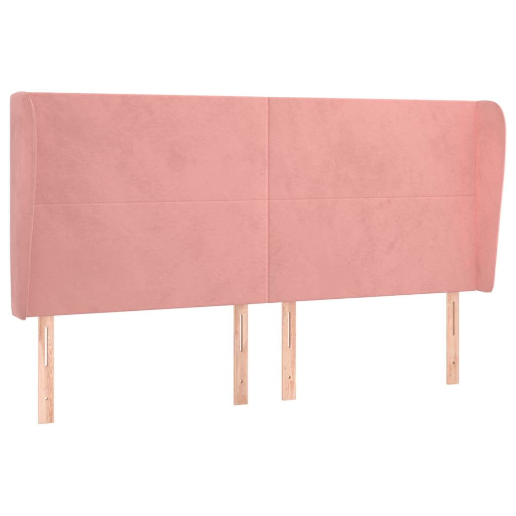 Uzglavlje s ušima ružičasto 203x23x118/128 cm baršunasto