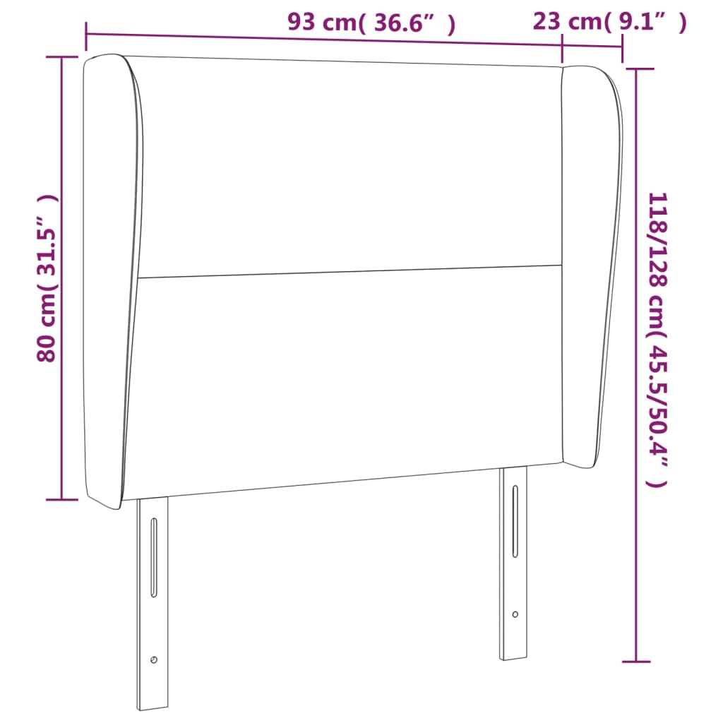 Uzglavlje s ušima sivo 93x23x118/128 cm od umjetne kože