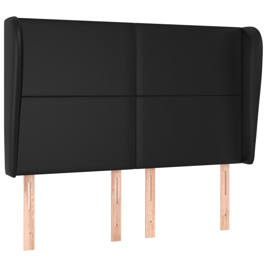 Uzglavlje s ušima crno 147x23x118/128 cm od umjetne kože