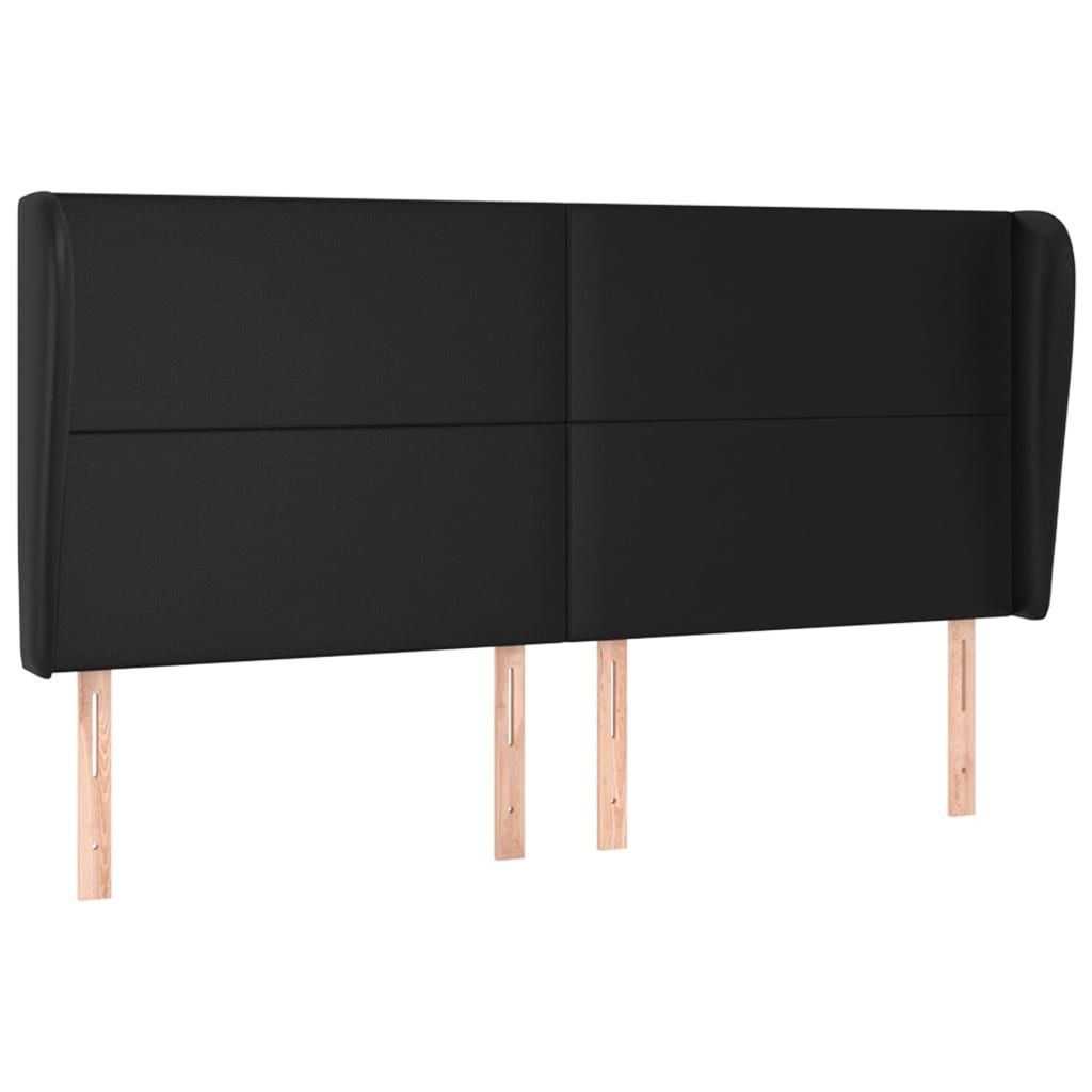 Uzglavlje s ušima crno 163x23x118/128 cm od umjetne kože