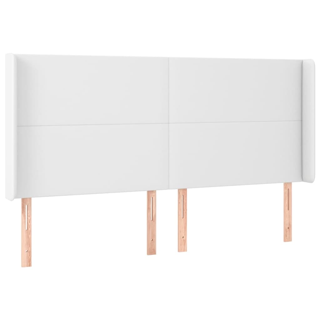 Uzglavlje s ušima bijelo 203x23x118/128 cm od umjetne kože