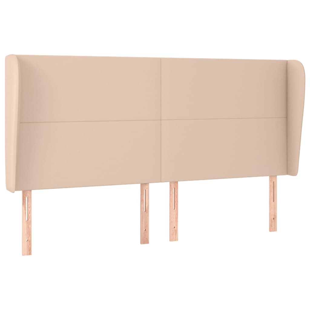 Uzglavlje s ušima boja cappuccina 203x23x118/128cm umjetna koža