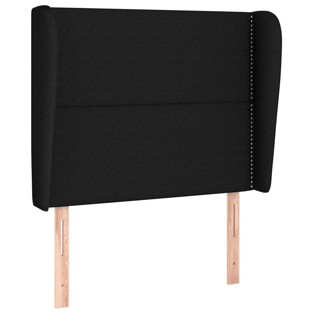 Uzglavlje s ušima crno 83 x 23 x 118/128 cm od tkanine