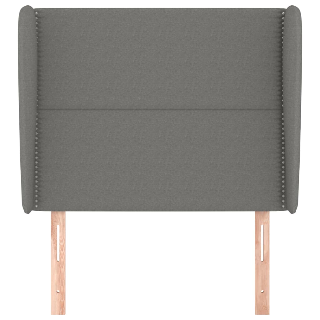 Uzglavlje s ušima tamnosivo 93x23x118/128 cm od tkanine