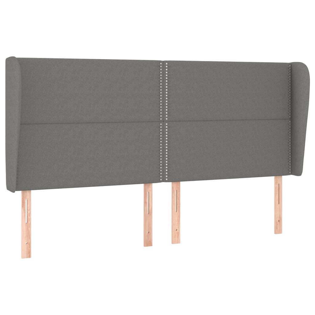Uzglavlje s ušima tamnosivo 203x23x118/128 cm od tkanine