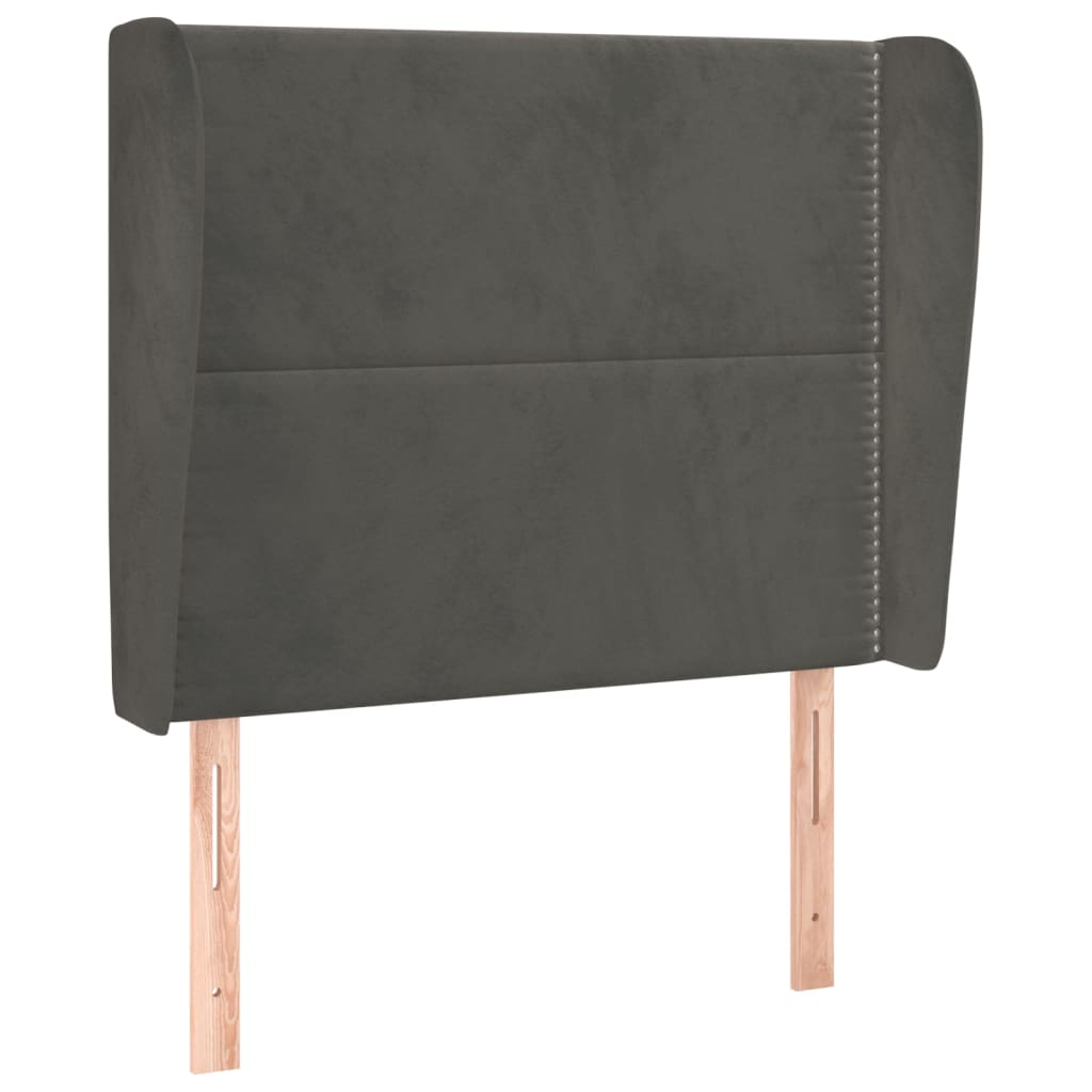 Uzglavlje s ušima tamnosivo 93x23x118/128 cm baršunasto