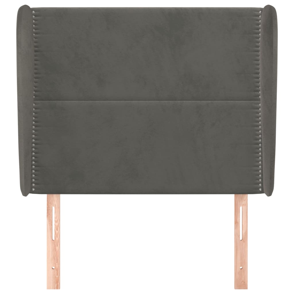 Uzglavlje s ušima tamnosivo 93x23x118/128 cm baršunasto